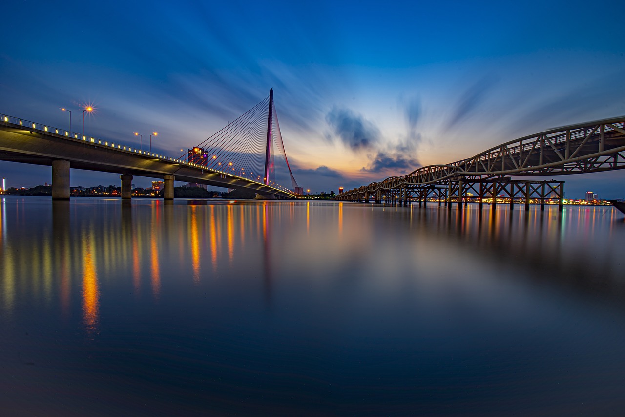 bridge, shine, nature, sky, night sky, vietnam, night, bridge, bridge, vietnam, vietnam, vietnam, vietnam, vietnam, night