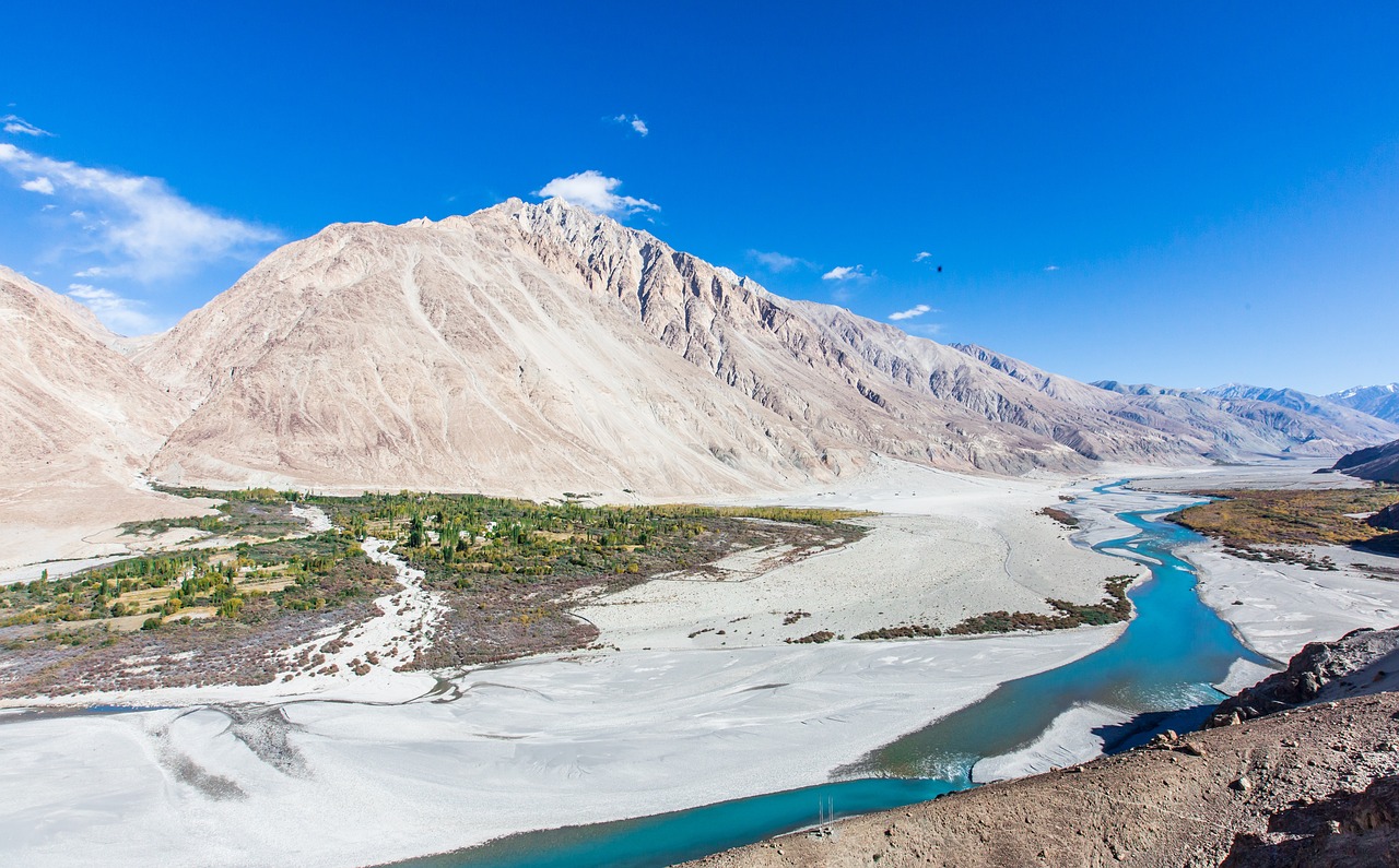 mountains, river, nature, scenery, stream, valley, mountain range, blue sky, ladakh, leh, jammu and kashmir, kashmir, panorama, ladakh, ladakh, ladakh, ladakh, ladakh, leh, kashmir, kashmir, kashmir, kashmir