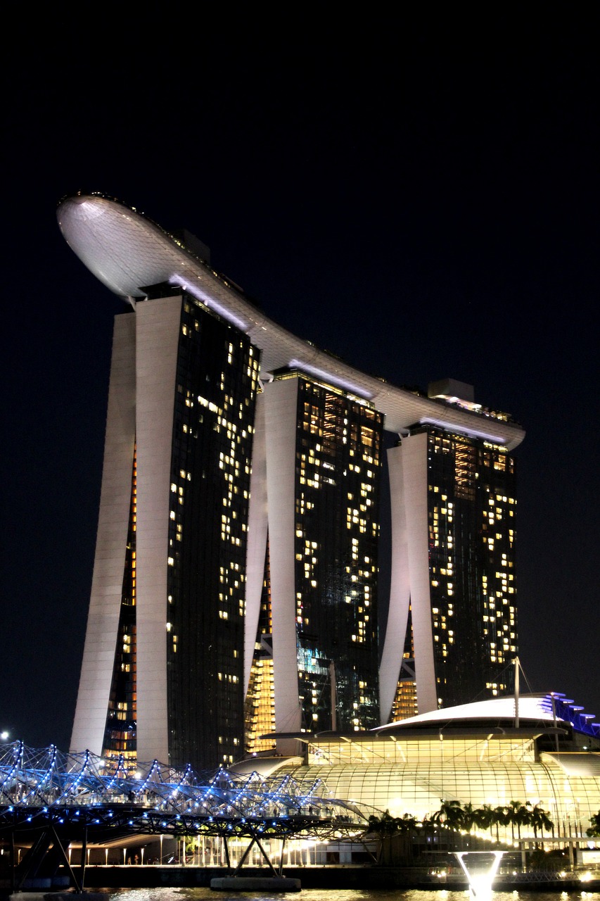 singapore, marina bay, night view